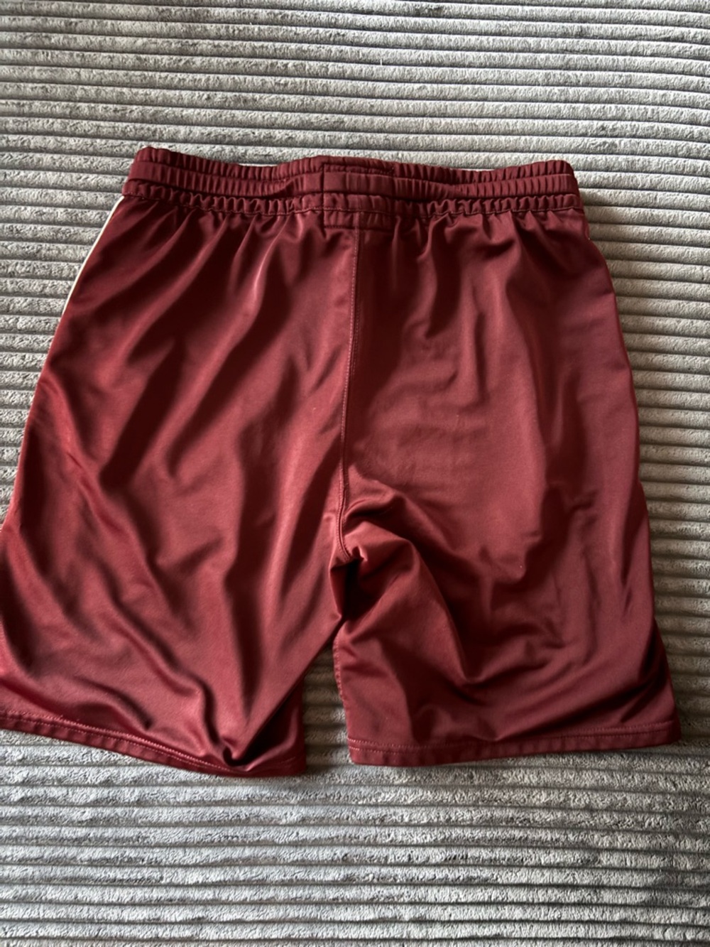 Abercrombie & Fitch Maroon Athletic Shorts with White Stripes - Picture 3 of 4